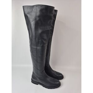 Stuart Weitzman Women's Black Chicago Lug Leather Over-the-knee Boots Size 7.5